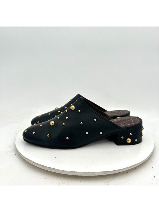 See By Chloé Shoes - See By Chloe Women Size EU 39.5 US 9.5 Black Suede Gold Studded Mules Sandal